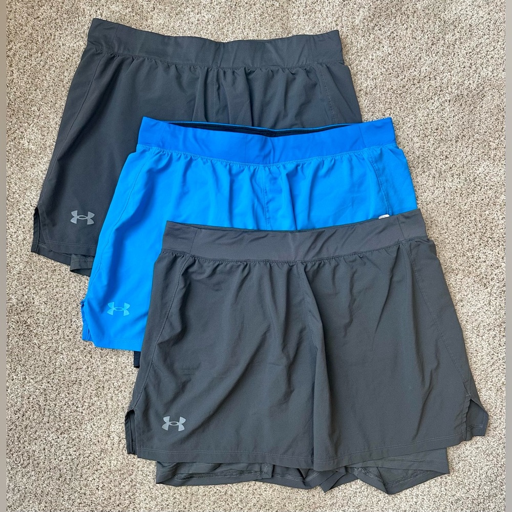 Men’s Under Armor shorts set size XL 5” inseam with boxer brief liner